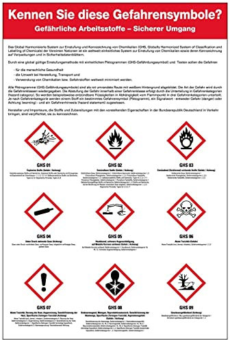 Aufkleber Hinweis Gefahrensymbole Sicherheitsaushang GHS-Symbole Schild Folie selbstklebend | Größe wählbar Made in Germany, Größe: 60x90cm