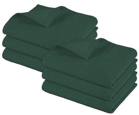 Pagnanno, strofinacci da cucina di qualità Hotel, in cotone professionale, 45x70 cm, asciugamani da cucina e bar (confezione da 6 (45x70 cm), cialde – verde smeraldo)
