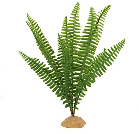 JIHAQUA Piante di felce finta, decorazione per terrario in plastica per rettili, anfibi, accessori per serbatoio di gechi crestati, leopardo, lucertola, camaleonte (felce-M)