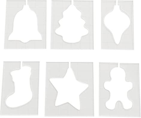 barenx 6Pcs Acrylic Quilting Template Set DIY Frame Tool Christmas Free Motion Transparent Domestic Machine Seam Guide for Handmade Supplies