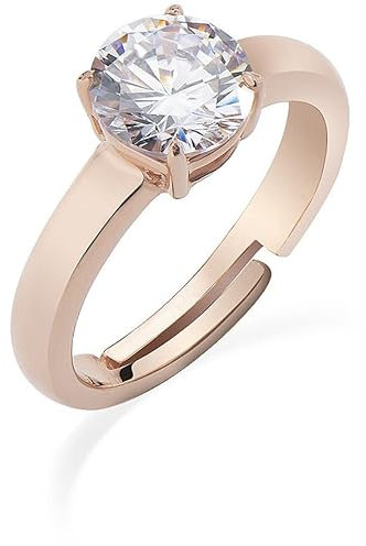 Anello da donna di Amen. Anello realizzato in argento 925 rosè e zircone bianco da 8 mm. Anello di misura regolabile: 9-12. La referenza è anferb1