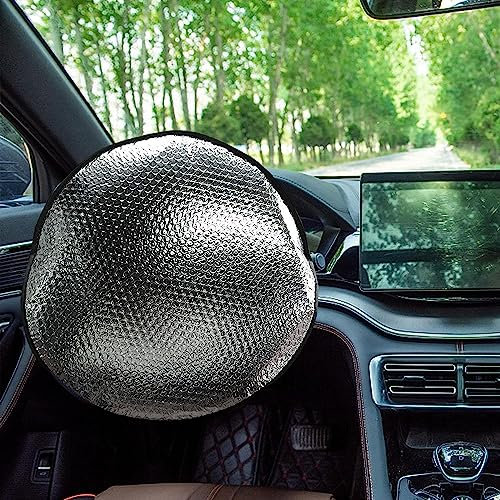 Parasol para Volante Cubierta de Doble Grosor para Volante de Cochede Coche Universal con Abertura Trasera de Fácil Instalación (Diámetro 43,5cm)
