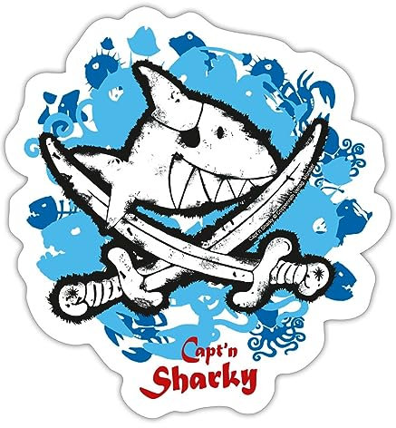 Spreadshirt Käpt'n Sharky Flagge Haifisch blauer Hintergrund Sticker Aufkleber, 10 x 10 cm, Mattweiß