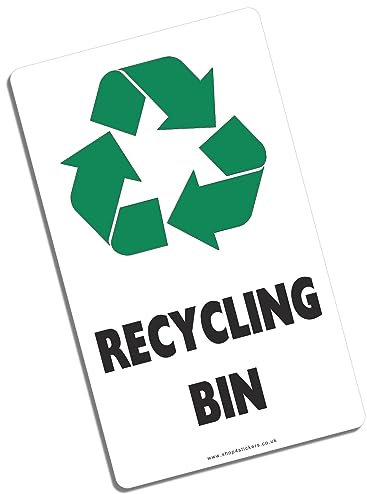 1 x Aufkleber Recycling-Mülleimer Umwelt Recycling Logo Schild Abfall Hygiene Hinweis Etikett 126 x 75 mm Hochformat R2