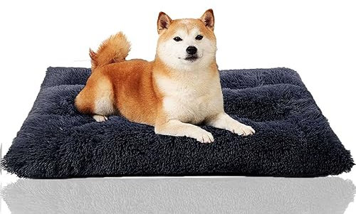 Owbb Hundekissen Grosse Hunde,hundekissen waschbar,90x65cm,plüsch hundematte mittelgroße Hunde,Dunkelgrau