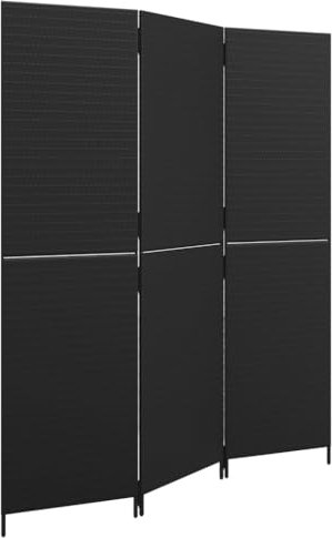 vidaXL Paravent 3-TLG. Schwarz Poly Rattan