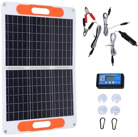 rockible Panneau Solaire 120W avec contrôleur, Van Pliable, Voyage, Camping-Car, randonnée, Cour, vélo en Plein air, Solaire monocristallin