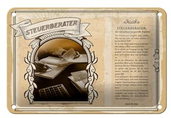 FEMER Blechschild Berufe 18x12cm Steuerberater Experte Steuern Dekoration