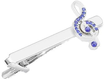 Pince à Cravate Pour Hommes Argent, Pince à Cravate Rond Note Pince à Cravate Zircone Cubique Pince à Cravate Alliage 1.2X2.6 CM