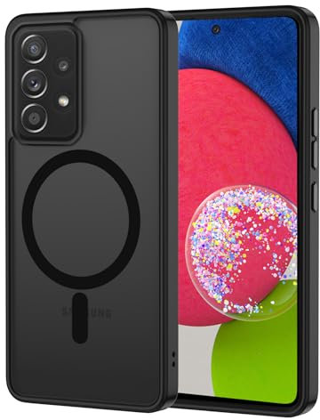 XTCASE Cover Magnetica per Samsung Galaxy A53 5G, Ultra Sottile Custodia Traslucida Opaca Retro Resistente ai Graffi Paraurti in TPU Antiurto Protettiva Case, Nero