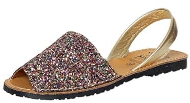 C.Ortuño Avarcas Damen Echt Leder Sommer Sandalen Glitzer Espandrillos Menorquinas Menorca Sandalette (Bunt, EU Schuhgrößensystem, Erwachsene, Damen, Numerisch, M, 42)