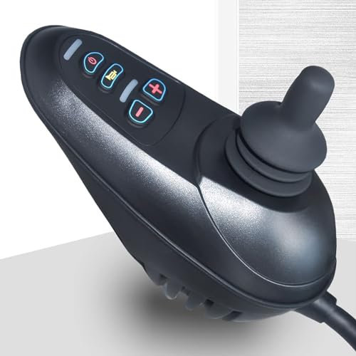 RVUEM Joystick De Comando De Silla De Ruedas, Controlador De Silla De Ruedas EléCtrica Resistente Al Agua 24V CC, Joystick De Instrucciones Led De 4 Teclas,Negro,Motor Plug No.5