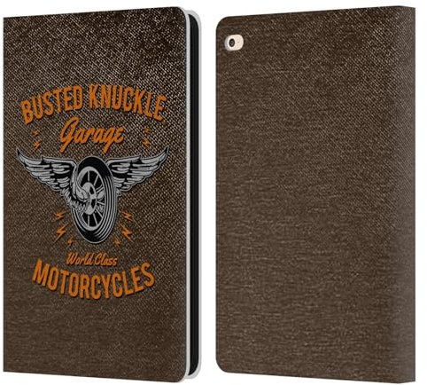 Head Case Designs Offizielle Busted Knuckle Garage Motorräder Grafiken Leder-Wallet-Hülle Kompatibel mit Apple iPad Air 2 (2014)