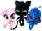 Miraculous Ladybug – 3 Stück Kwami Mon Ami, Plagg, Duusu und Daizzi, 22,9 cm Plüschtiere für Kinder, superweiches Stofftier mit Harzaugen, hohem Glitzer und Glanz und detaillierten Nähten (Wyncor)