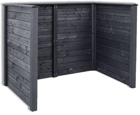 Impregnated Pine Wood Bin Cover for 2 x 240 L Bins, 161 x 100 x 122h cm, Double Bin Cover for Outdoor Garden, Anthracite Grey