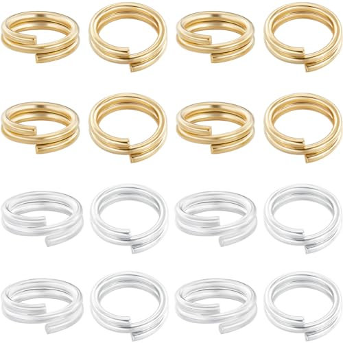 Beebeecraft 1 Box Mit 80 geteilten Biegeringen 24 Karat Gold Und 925 Sterling Silber Plattierte Doppelschlaufen 6 mm Metallverbinder Für Schmuck Halsketten Armbänder Ohrringe Und Kunsthandwerk