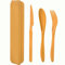 CHEFZOCO Juego de cubiertos de plástico, Cubiertos de viaje, Juego de cubiertos Reutilizables, Set de cubiertos de viaje, Tamaño estuche 20 cm, Incluye tenedor, cuchillo y cuchara, Plástico, Amarillo