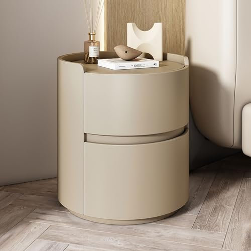 Moderner Nachttisch aus Holz mit runden Schubladen und Kommode – Schubladenschrank (Farbe: )