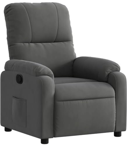 vidaXL Fauteuil Inclinable, Chaise de Relaxation, Siège avec Accoudoirs et Dossier, Fauteuil TV de Salon, Moderne, Gris Foncé Tissu Microfibre