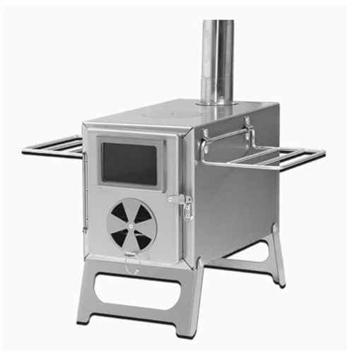 Poêle à Bois Intérieur et Extérieur en Acier Inoxydable pour Camping Petit Chauffage Tente Portable Pliable, Convient pour Tente, Abri, Cuisine, Chauffage