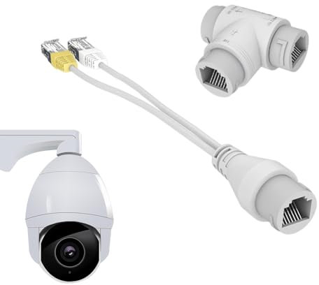 Decorhome Passive POE Adapter - POE Splitter Cable Ethernet Passive Powers RJ45 Injector | 2in1 Powers Over Ethernet Network Transmission for Security Camera Monitoring | IEEE802.3AT Mode POE Cable