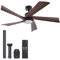 VONLUCE Ceiling Fans with Lights and Remote, 132 cm Wood Ceiling Fan with 5 Blades, Modern Ceiling Fan Quiet Reversible 6 Speed DC Motor for Outdoor Bedroom Patio Farmhouse Living Room, Walnut