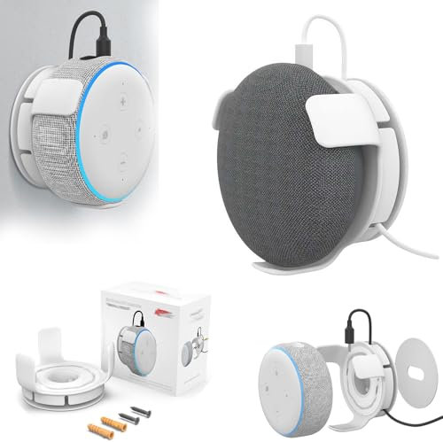 Support mural pour Echo Dot 3e, 4e et 5e générations, gestion des câbles intégrée, accessoires peu encombrants pour haut-parleurs Dot Smart, avec vis (1 pièce)