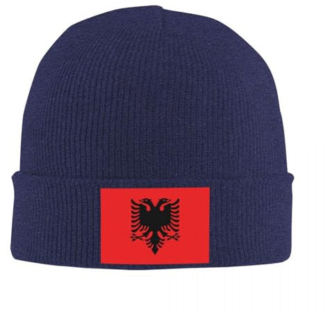 HZCRAES Strickmütze Für Herren – Winter-Arbeitsmütze Mit Flagge Albaniens Dehnbar Weich Warm Für Den Täglichen Gebrauch Wintermütze Mit Bündchen Bequeme Unisex-Wollmütze Geschenke Für Männer/Ihn/Papa