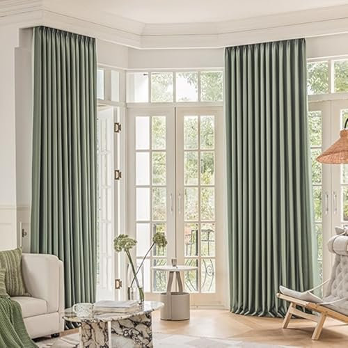 Dsnyu Verdunkelungsvorhang XXL, Schiebegardinen Grün Volltonfarbe Polyester Curtain Dekorativ für Fenster 2er Set 137x274cm BxH