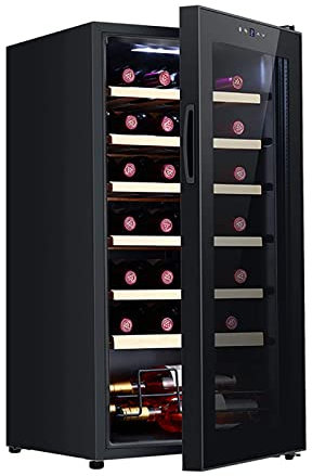 Enfriador de vinos Refrigerador para vinos de doble zona para 28 botellas Incorporado o independiente con apariencia moderna,Sistema de enfriamiento rápido y silencioso,Puerta de vidrio templado de do
