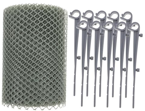 DECOMELODY 6m Roof Gutter Mesh Gutter Guards for Leaf Debris Quick Installation and Gray Hexagonal Screen Hooks