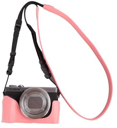 VOVMOEYA Protective Camera Case for Canon Powershot G7X series,fit for Canon PowerShot G7X Mark III/G7X Mark II/G7 X Half Case With Adjustable Shoulder Strap PU g7x mark iii accessories lightweight-PK