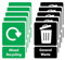 RDLCAR Self-Adhesive Recycling Stickers, Vinyl Labels for Bins (Black Green, Pack of 10)