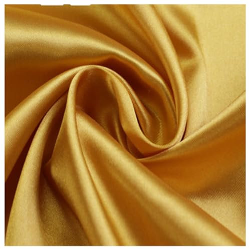 AMateschitz Satin-Stoff Stofffutter Futterstoff Meterware Weiches Polyester Stoff Baumwollstoff Stoff zum Nähen Einfarbig in 28 Farben für Kleider Jacken Mäntel Hosen Röcke Möbel Golden 1M*1.5M