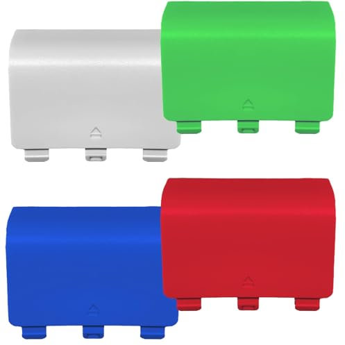 4 Pcs Battery Cover Replacement for Xbox Series X/S, Battery Back Shell Covers Compatible with Xbox Series X/S[NOT for Xbox One/One S/One X Controller](White&Green&Blue&Red)