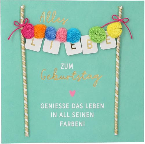 Depesche 13593.24 Klappkarte Paper Love Glückwunsch-Karte zum Geburtstag, mit passendem Spruch und bunten Designs, ohne Innentext, Klappkarte inkl. Umschlag
