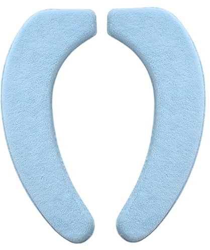 Dorccsi Padded Toilet Seat, Flannel Elongated Toilet Seat Cover, Thickended Adhesive Soft Warmer Washable Padded Cushion for Bathroom, Blue Cushion Elongated
