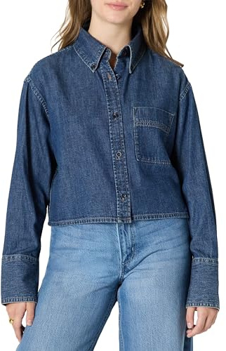 Amazon Essentials Women's Oversized Denim Button-Down Shirt