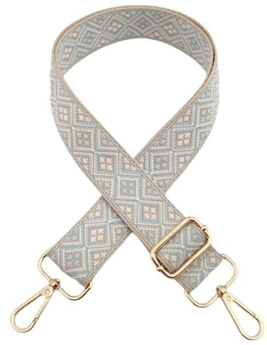 Verstellbarer Taschengurte zum Wechseln, Breite Schultergurt für Taschen Damen, 3.8cm Taschengurt mit Karabiner Gold, Schulterriemen für Damen Moderne Crossbody, Handtasche, Beige-Hellblau, 304