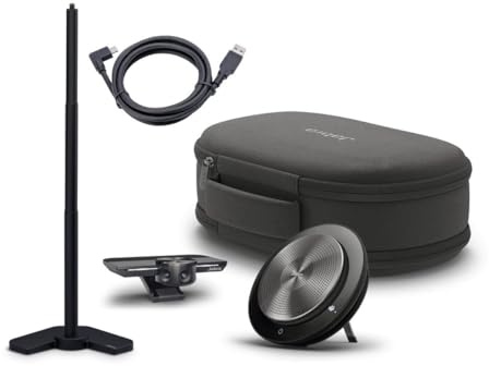 Jabra PanaCast Meet Anywhere+ Videokonferenz Bundle, Kamera mit 180° Panorama-4K Ansicht, Speak 750 - MS Teams zertifiziert, funktioniert mit Zoom, Google Meet - Tischständer, Reiseetui (erneuert)