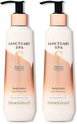 Sanctuary Spa Moisturising Body Lotion, No Mineral Oil, Cruelty Free & Vegan Body Moisturiser for Dry Skin, 250ml (Pack of 2)