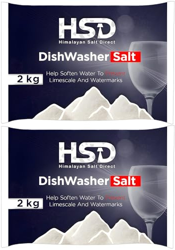 2kg Dishwasher Salt for Dishwashers and Water Softeners – Prevents Limescale Build Up Hard Water Softener Salt Compatible with All Dishwasher Brands - (Pack of 2)