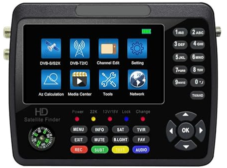 Cercatore satellitare, V10 Finder Pro+ Misuratore Combinato TV Satellitare DVB-S/S2/S2X/T/T2/C/H.265+AHD (8MP) VS ST-5150 ST-7201,Misurazione del segnale SAT