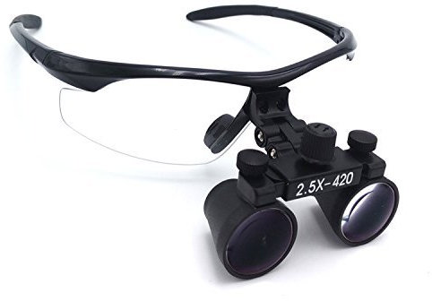 zgood Dental Medical Fernglas dentallupe 2,5 x 420 mm Optisches Glas dy-101 Kunststoff Rahmen mit Antifog schwarz