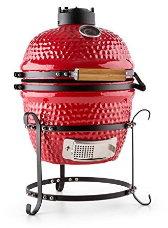 Klarstein Kamado Grill Barbecue en céramique (Slowcooking, grillades, thermomètre intégré, cuisson entre 50° et 425°C, faible consommation de charbon) - rouge