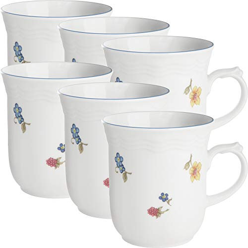 Seltmann, Porzellan, Weiden Kaffeebecher 6er-Pack Nostalgie Streublume weiß