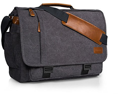 Estarer 39,6 cm (15,6 Zoll) Laptoptasche, Herren, wasserabweisend, Segeltuch, Umhängetasche für die Arbeit