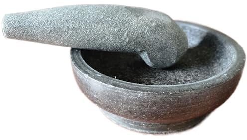 bick.shop Granite Mortar and Pestle Very Solid Stone Mortar Diameter 20 cm Natural Stone Pestle
