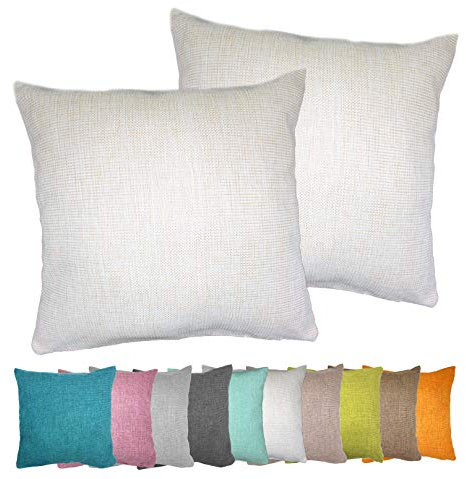 MOON Luxury Doppelpack Kissenhülle in Struktur-Optik Chenille garngefärbt 2 x Kissenbezug 60x60 cm Creme