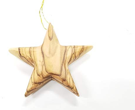 Bethlehem Gifts Bethlehem Certified Olive Wood Christmas Tree Decorations Dense Wood Star Ornament
